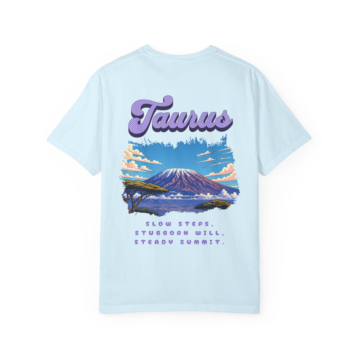 Taurus Mountain Landscape Back Design T-shirt | Zodiac Typography