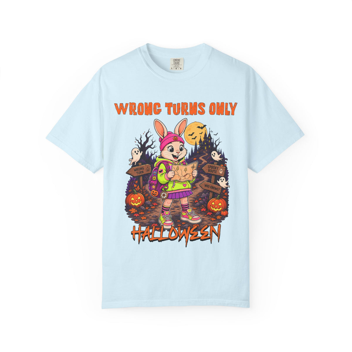 Wrong Turns Only Halloween Bunny T-Shirt | Cute Spooky Trick-or-Treat
