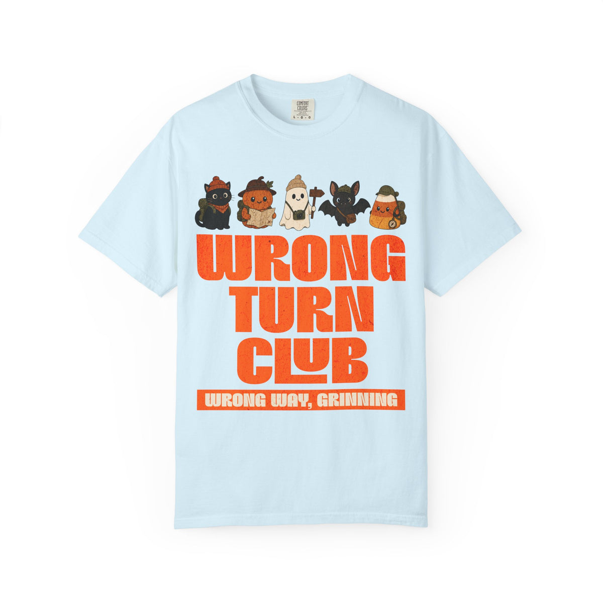 Wrong Turn Club T-Shirt | Halloween Cute Horror Characters, Orange Retro Text