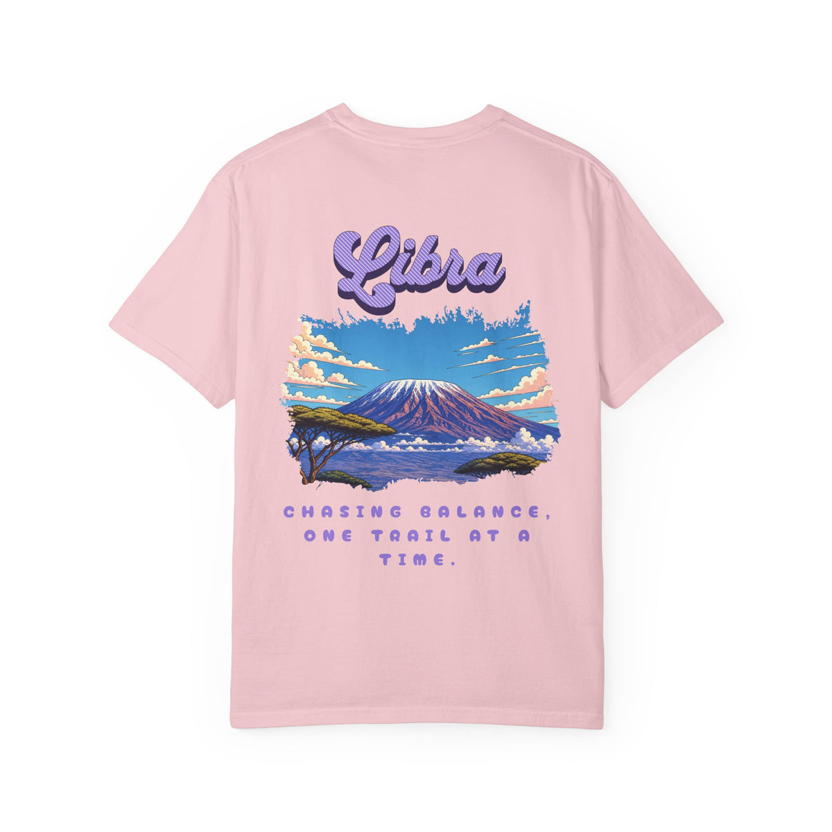 Libra Mountain Scene Back Design T-shirt | Zodiac Astrology Design