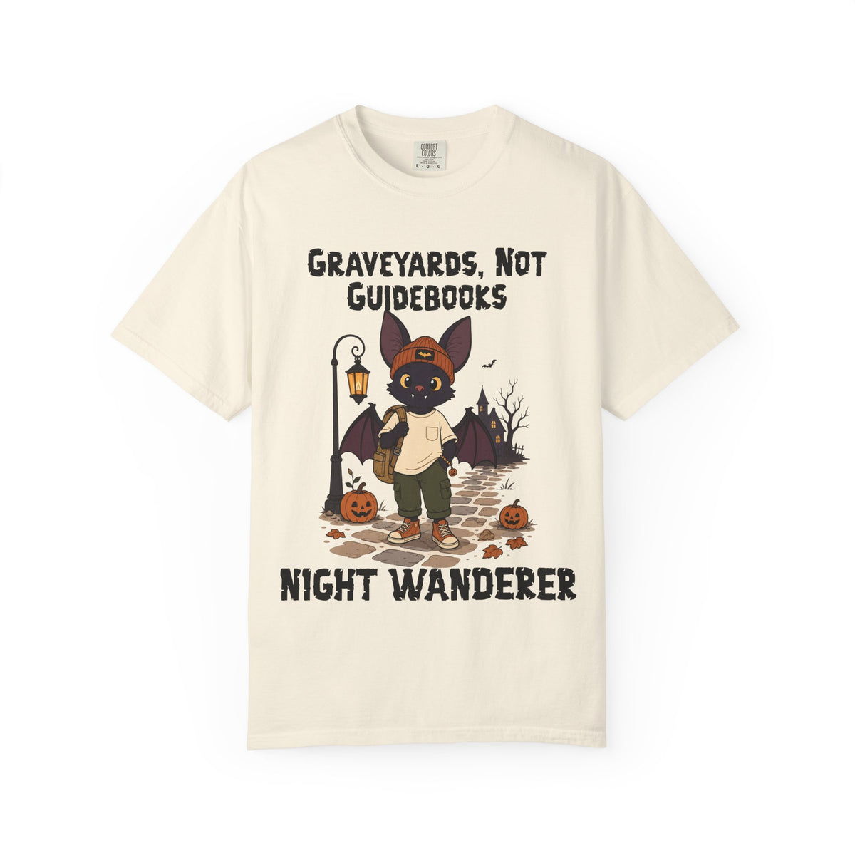 Comfort Color Graveyards Not Guidebooks Halloween T-Shirt | Bat Illustration T-Shirt | Spooky season shirt | Night Wanderer Club