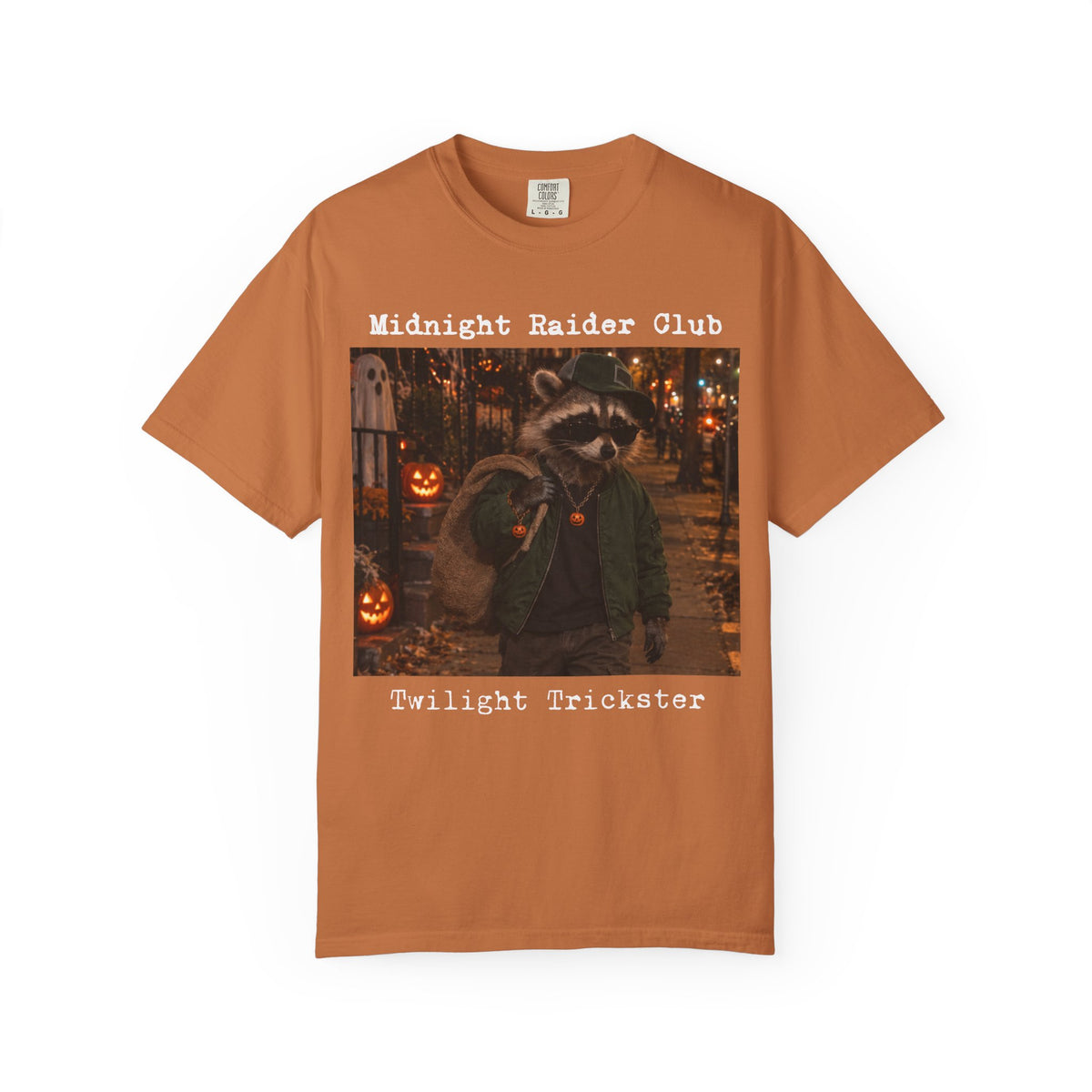 Midnight Raider Club Raccoon Illustration T-shirt | Twilight Trickster Halloween