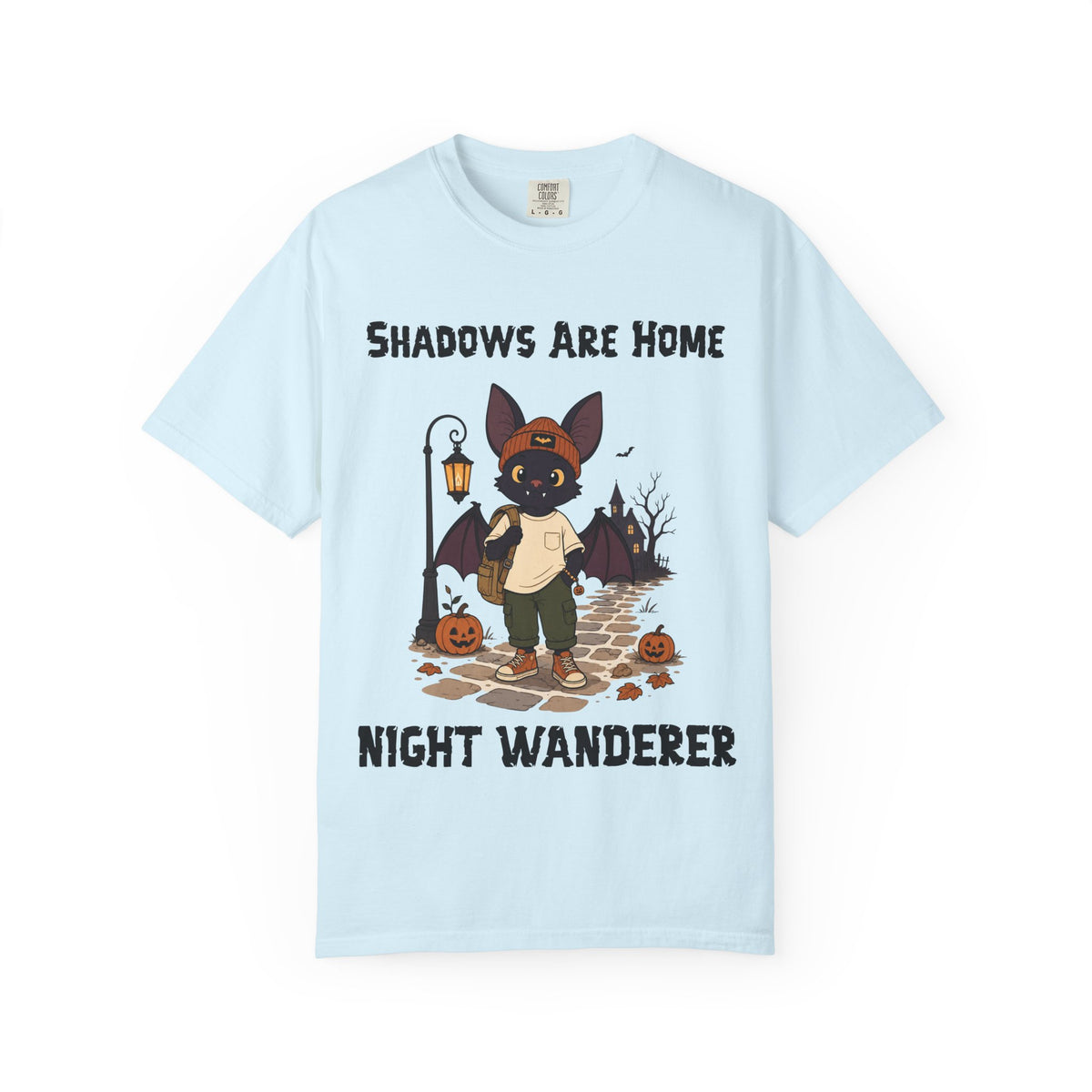 Comfort Color Shadows Are Home Halloween T-Shirt | Bat Illustration T-Shirt | Spooky season shirt | Night Wanderer Club