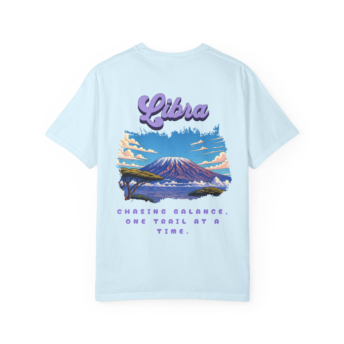 Libra Mountain Scene Back Design T-shirt | Zodiac Astrology Design