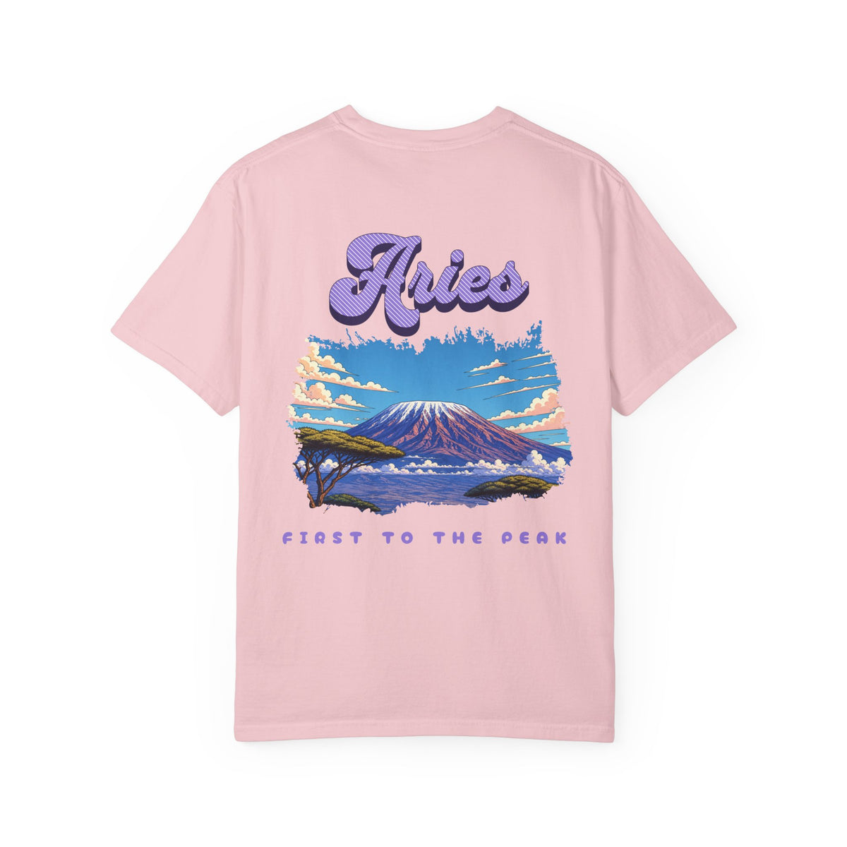 Aries mountain scene Back design T-shirt | Close to the Peak zodiac tee
