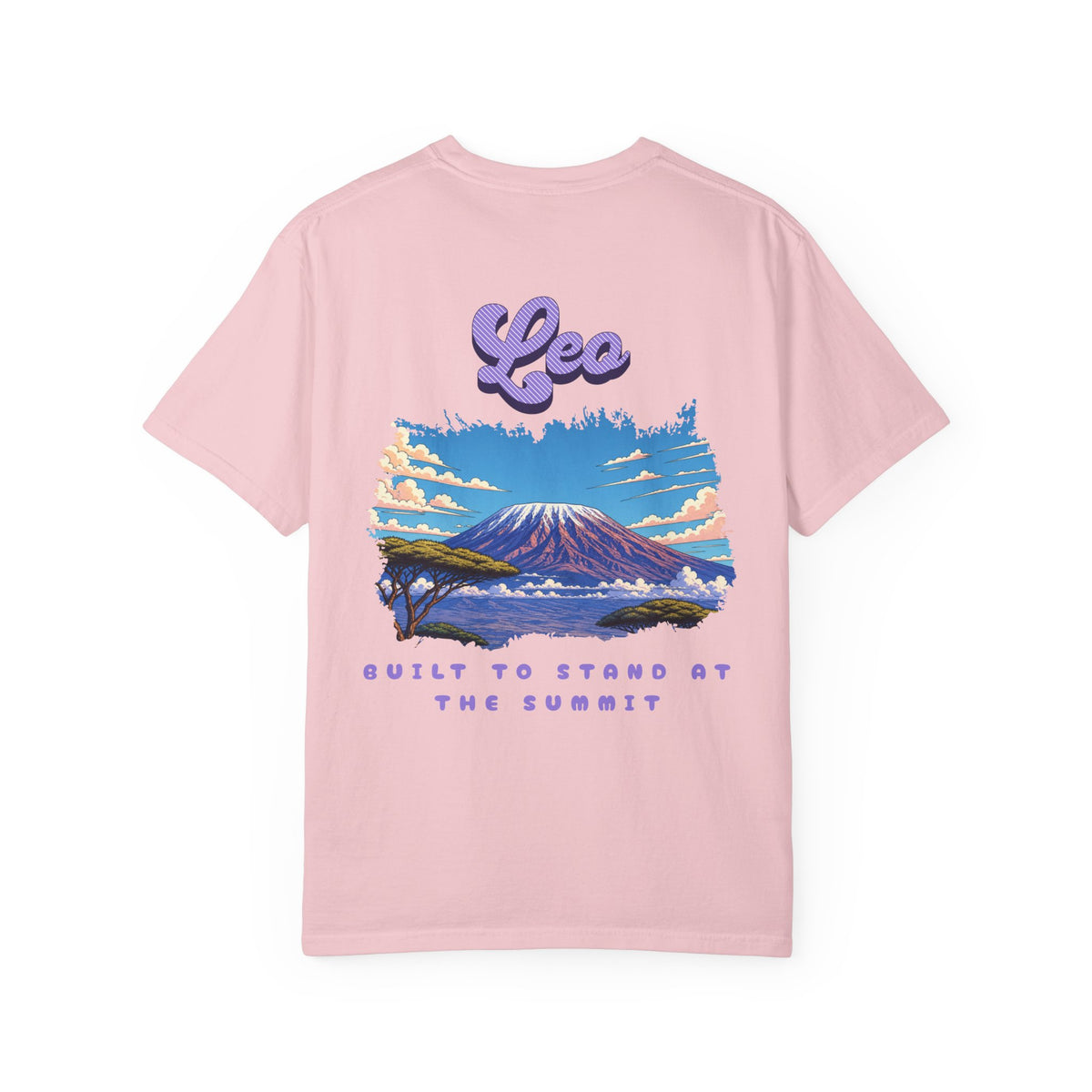 Leo Mountain Scene Back Design T-Shirt | "Built to Stand at the Summit"
