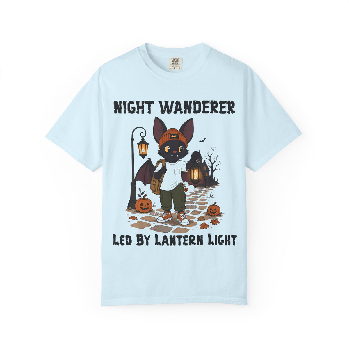 Comfort Color Led by Lantern Light Halloween T-Shirt | Bat Illustration T-Shirt | Spooky season shirt | Night Wanderer Club