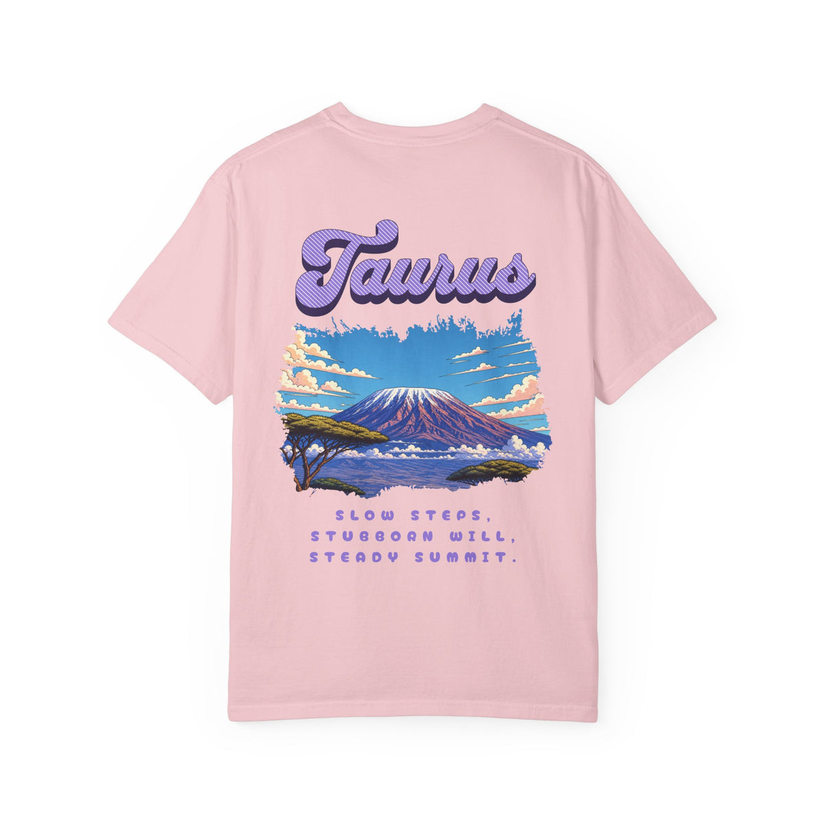 Taurus Mountain Landscape Back Design T-shirt | Zodiac Typography