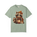 Faux Patchwork Fall Raccoon Sweatshirt, Comfort Colors Thanksgiving Shirt, Women Crewneck Shirt, Pumpkin Lantern Raccoon Not Embroidery