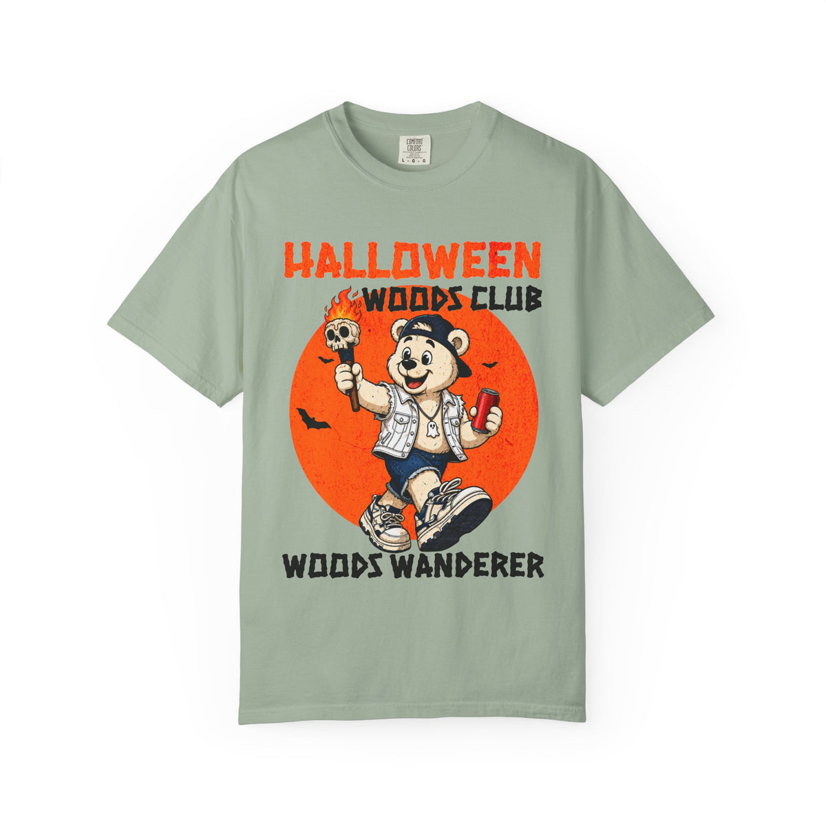 Woods Wanderer Lantern mascot tee T-Shirt | Halloween vintage camp, pumpkin moon