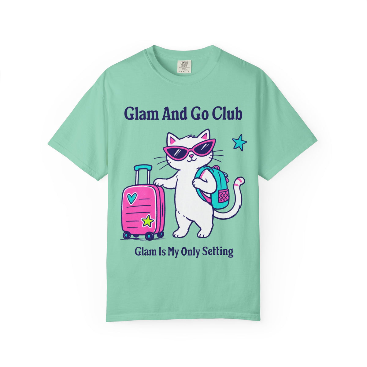 Comfort Colors® Glam Is My Only Setting Shirt | Cute Travel Kitty Tee, Luggage Illustration | Glam And Go Club Cat Graphic T-shirt