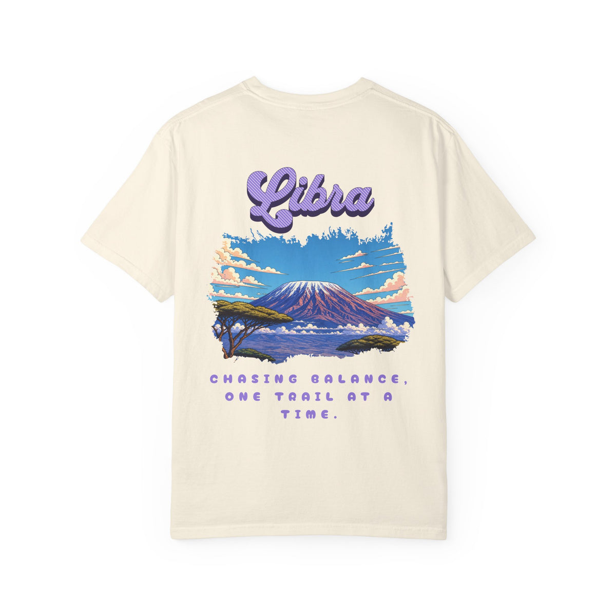 Libra Mountain Scene Back Design T-shirt | Zodiac Astrology Design