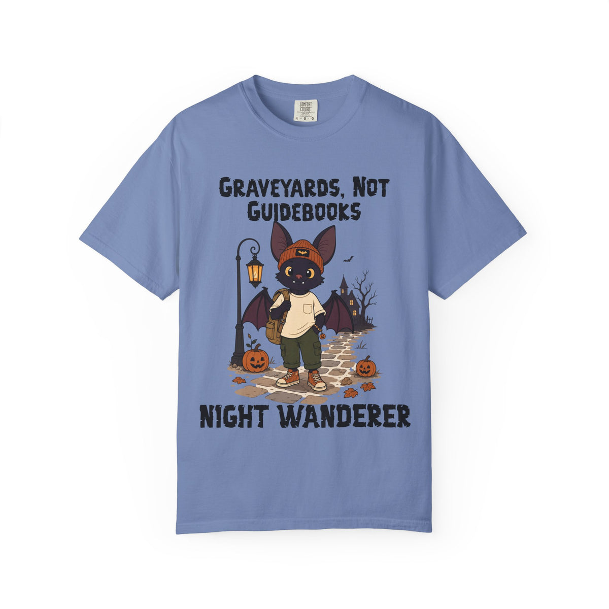 Comfort Color Graveyards Not Guidebooks Halloween T-Shirt | Bat Illustration T-Shirt | Spooky season shirt | Night Wanderer Club