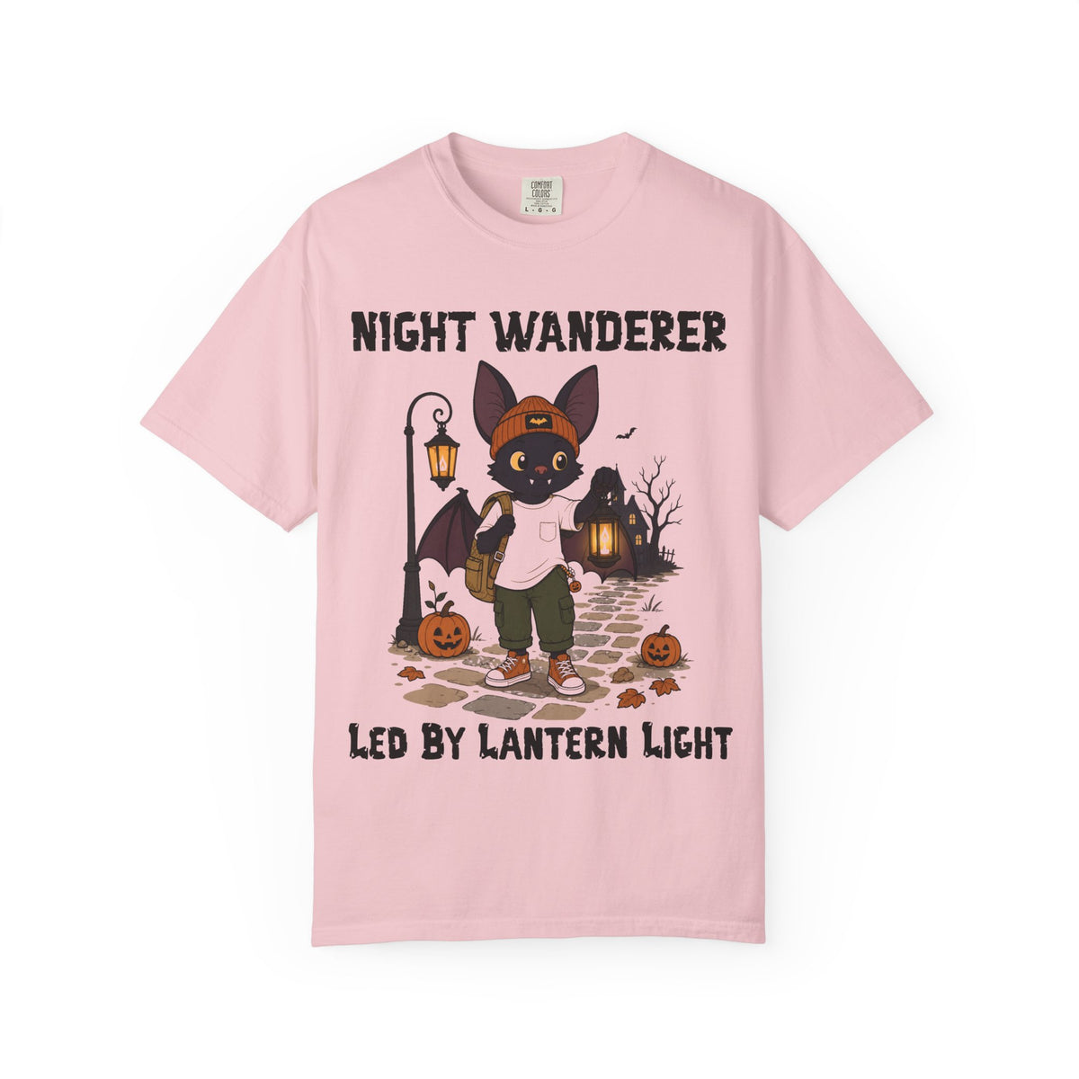 Comfort Color Led by Lantern Light Halloween T-Shirt | Bat Illustration T-Shirt | Spooky season shirt | Night Wanderer Club