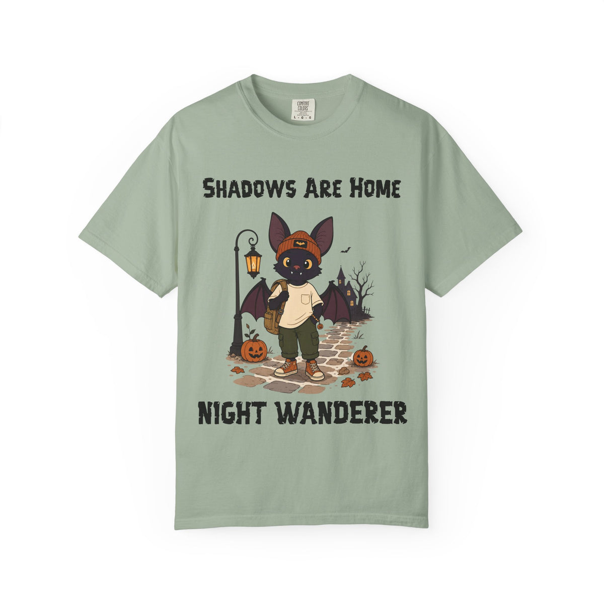 Comfort Color Shadows Are Home Halloween T-Shirt | Bat Illustration T-Shirt | Spooky season shirt | Night Wanderer Club