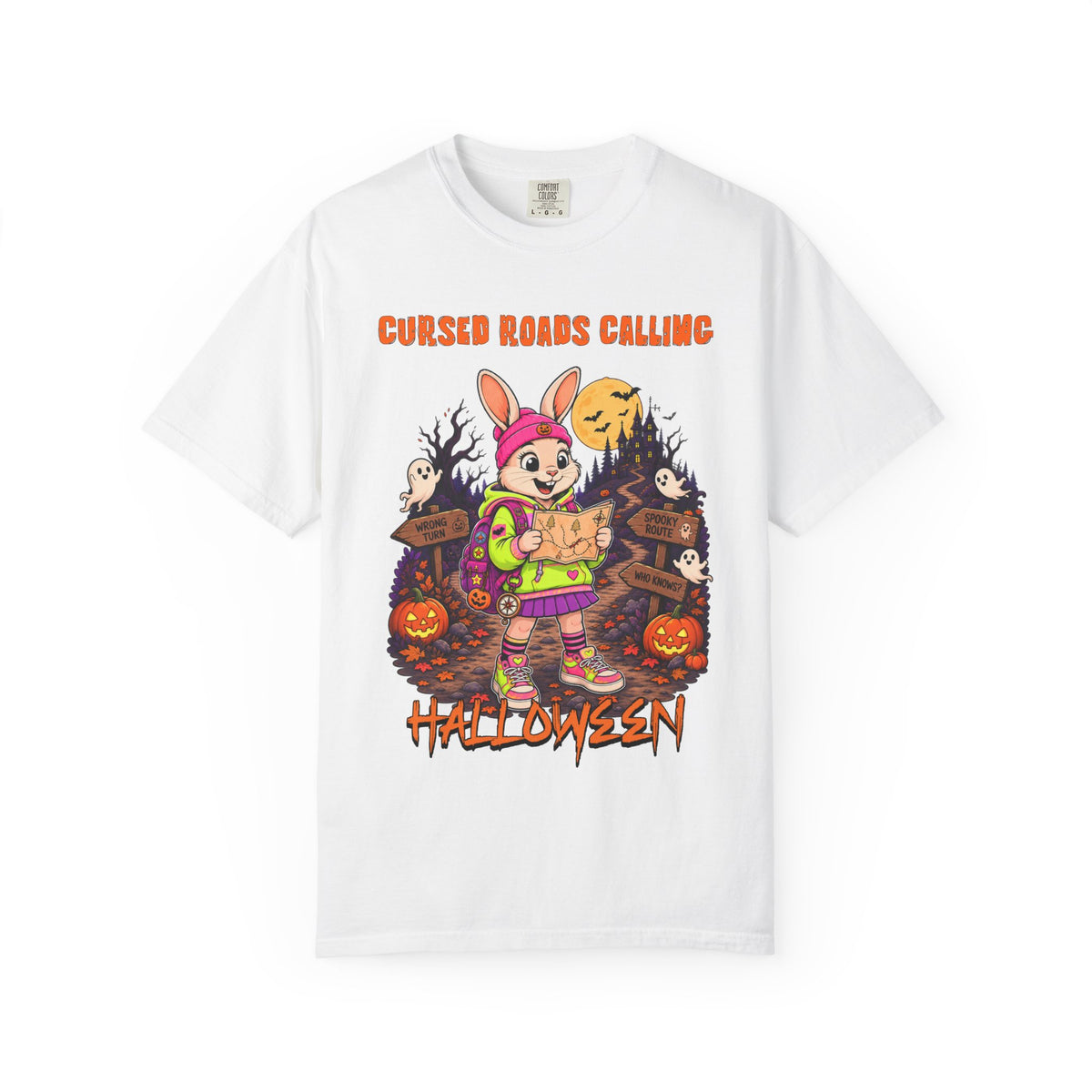 Cursed Roads Calling Halloween Bunny Costume T-shirt | Spooky Pumpkin Trick-or-Treat
