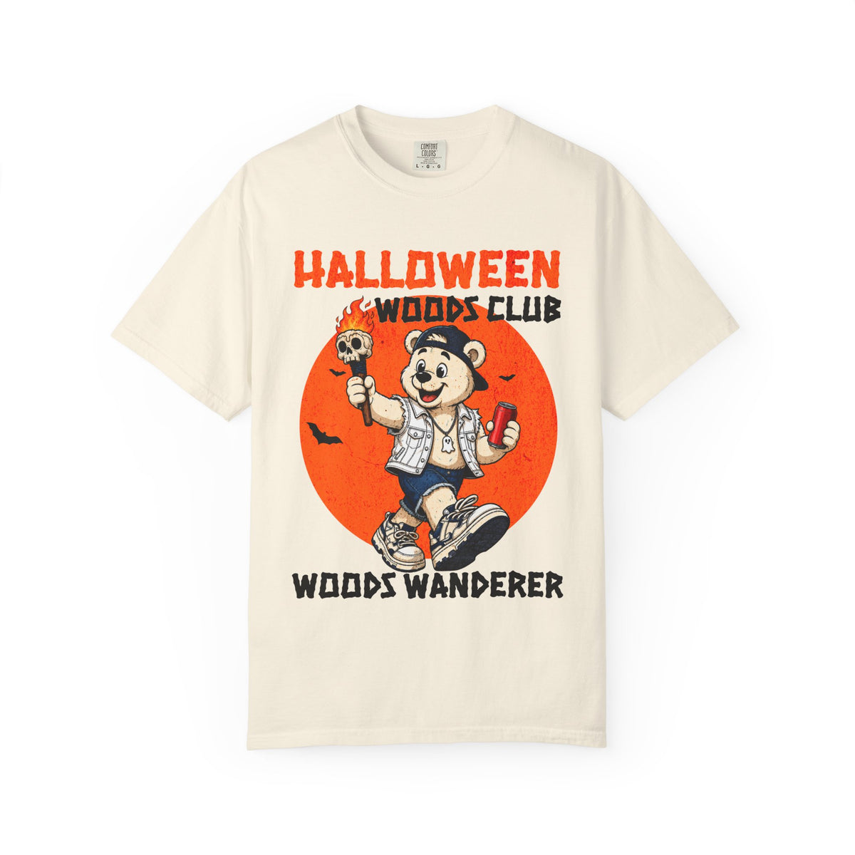 Woods Wanderer Lantern mascot tee T-Shirt | Halloween vintage camp, pumpkin moon