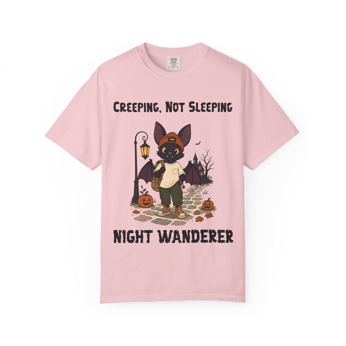 Creeping Not Sleeping Halloween T-Shirt | Bat Illustration T-Shirt | Spooky season shirt | Night Wanderer Club
