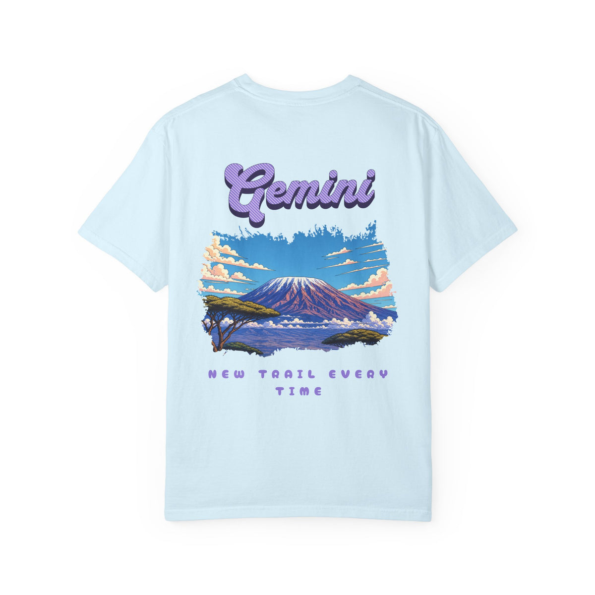Gemini mountain landscape Back Design T-shirt | retro astrology graphic