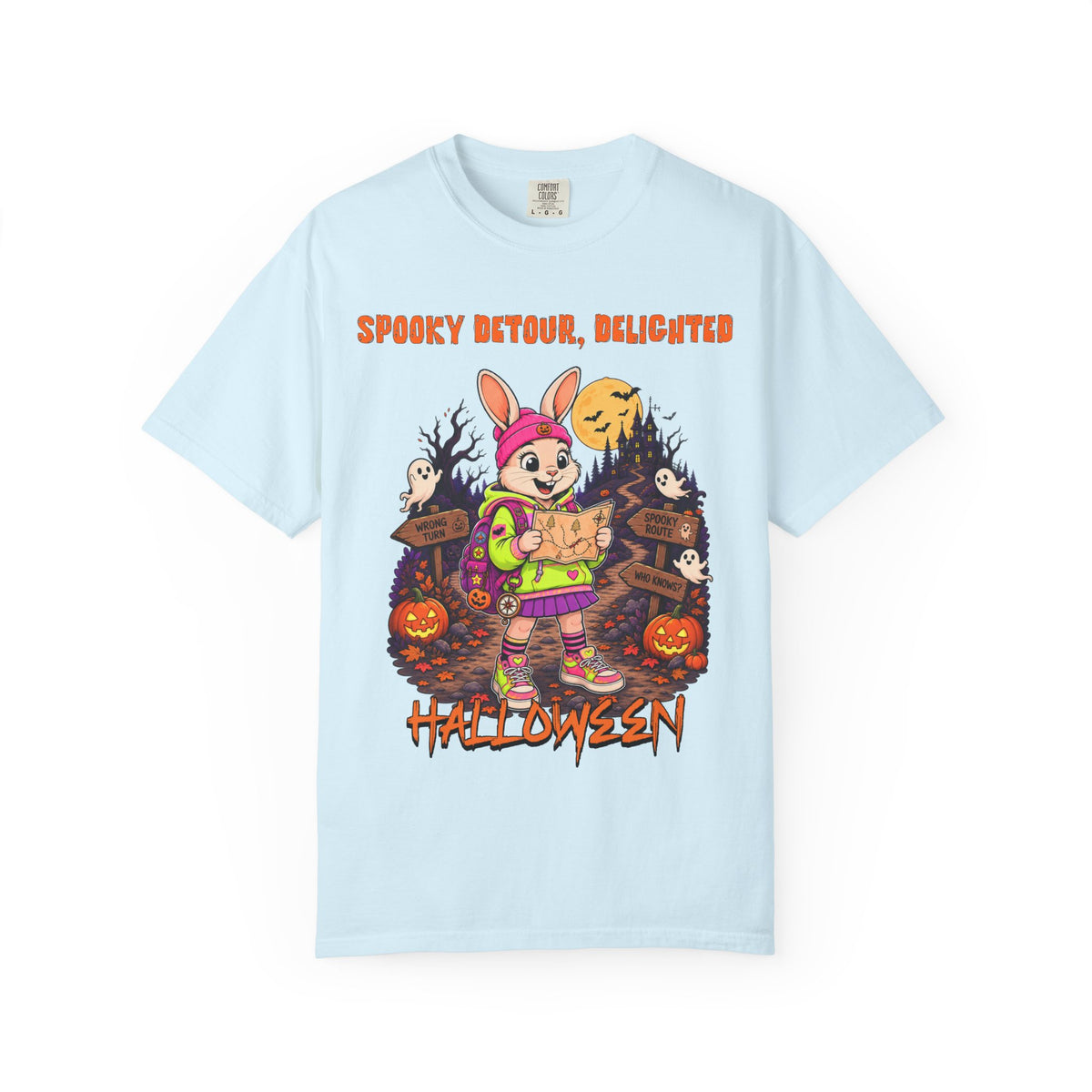 Bunny Trick-or-Treat Halloween T-Shirt | Spooky Detour Delighted Design