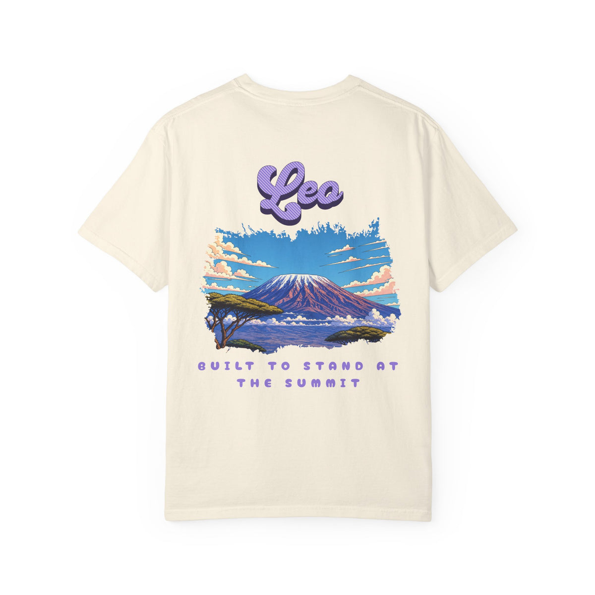 Leo Mountain Scene Back Design T-Shirt | "Built to Stand at the Summit"