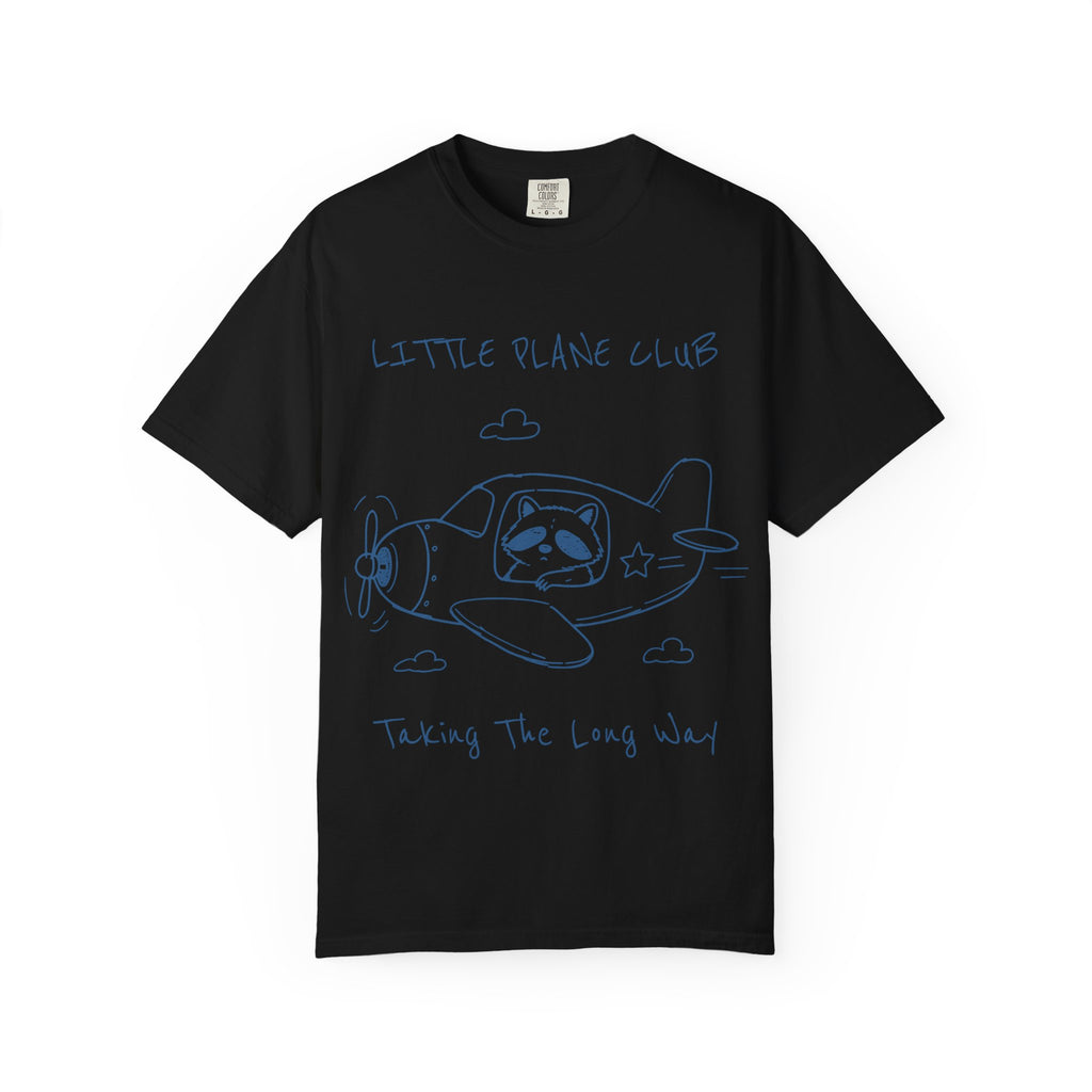 Little Plane Club raccoon airplane T-Shirt | Cute pilot illustration