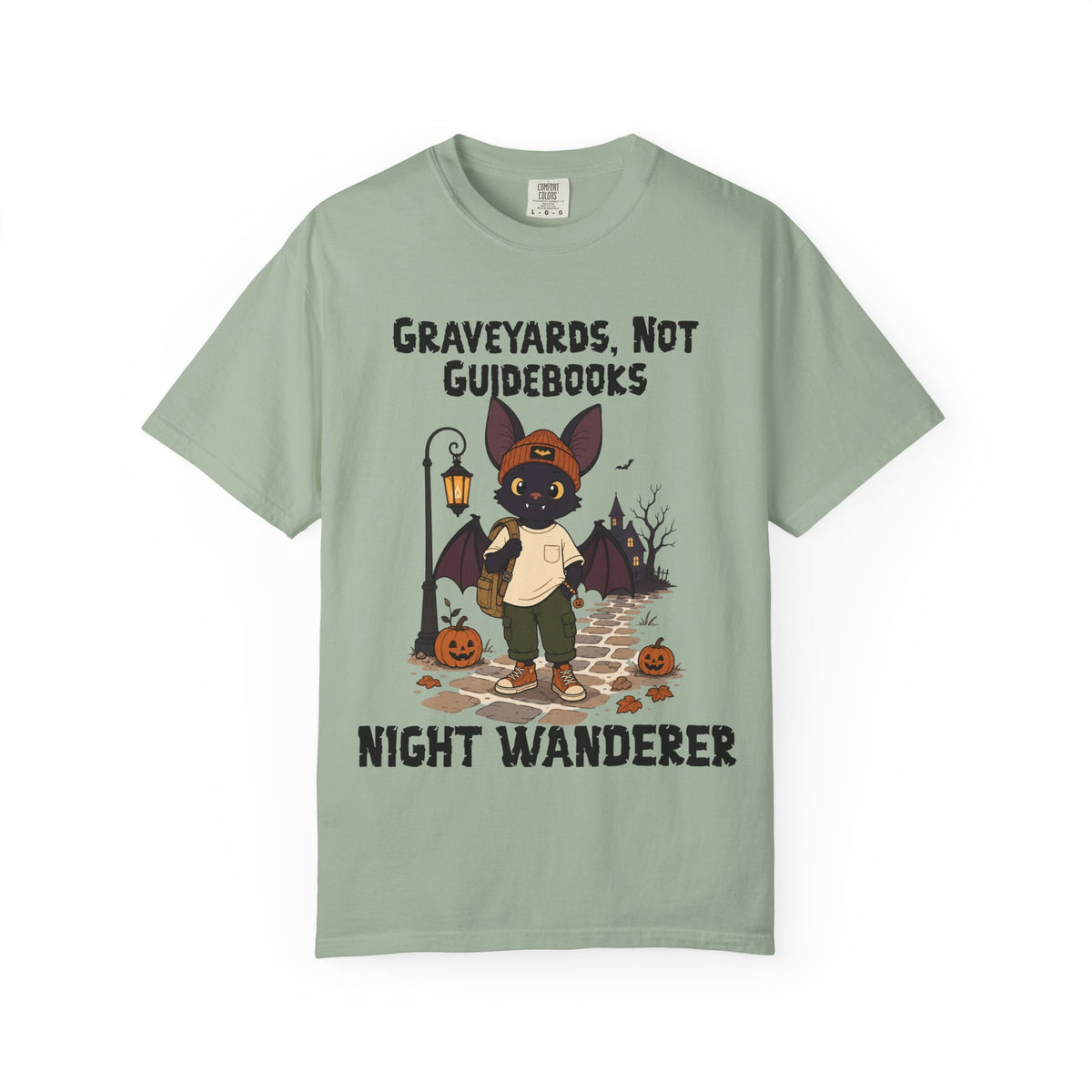 Comfort Color Graveyards Not Guidebooks Halloween T-Shirt | Bat Illustration T-Shirt | Spooky season shirt | Night Wanderer Club
