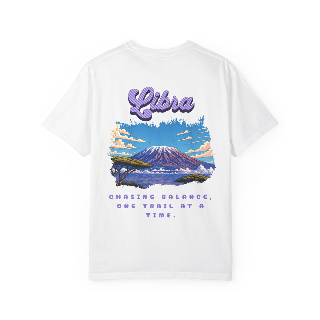 Libra Mountain Scene Back Design T-shirt | Zodiac Astrology Design