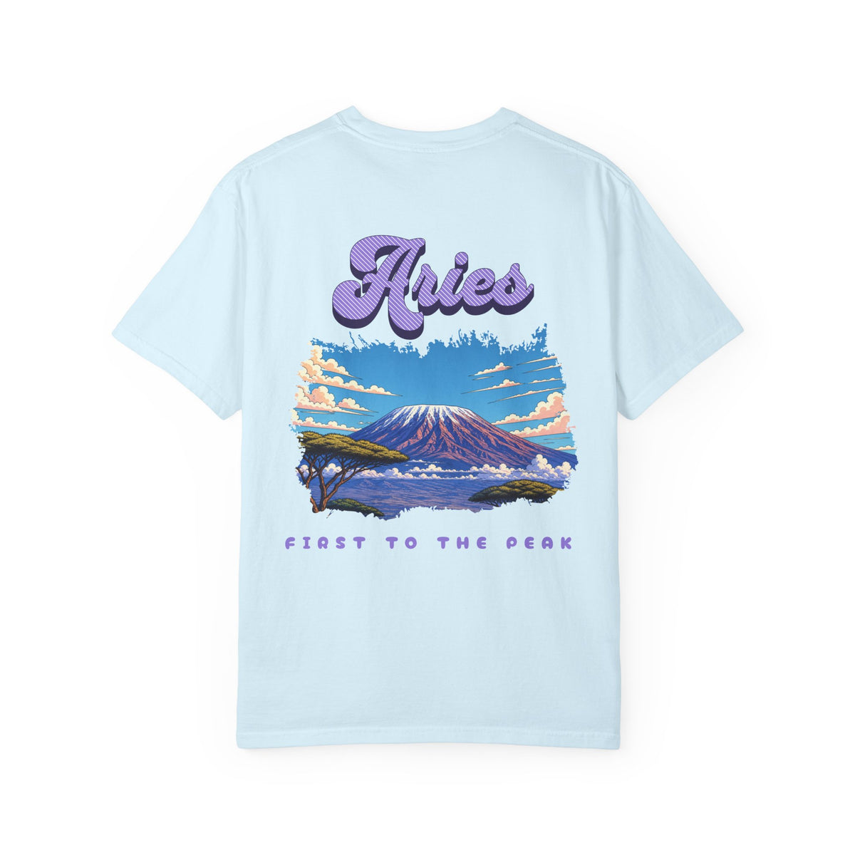 Aries mountain scene Back design T-shirt | Close to the Peak zodiac tee
