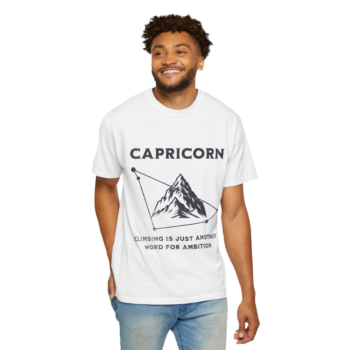 Capricorn mountain constellation T-Shirt | Zodiac astrology tee, climbing ambition design