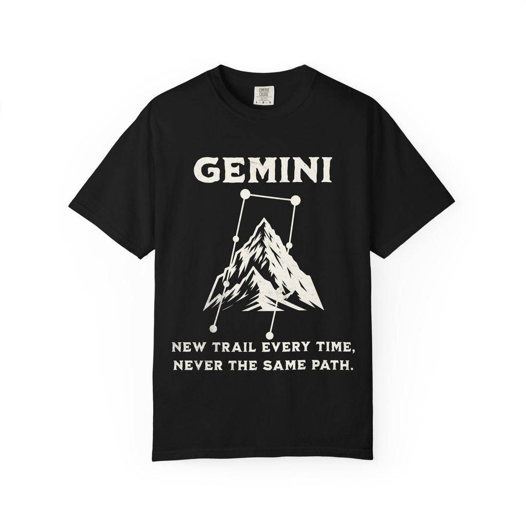 Gemini Mountain Constellation T-Shirt | Zodiac Hiking Graphic Tee