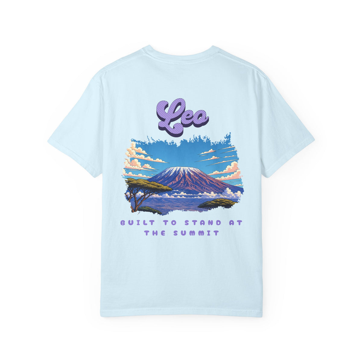 Leo Mountain Scene Back Design T-Shirt | "Built to Stand at the Summit"
