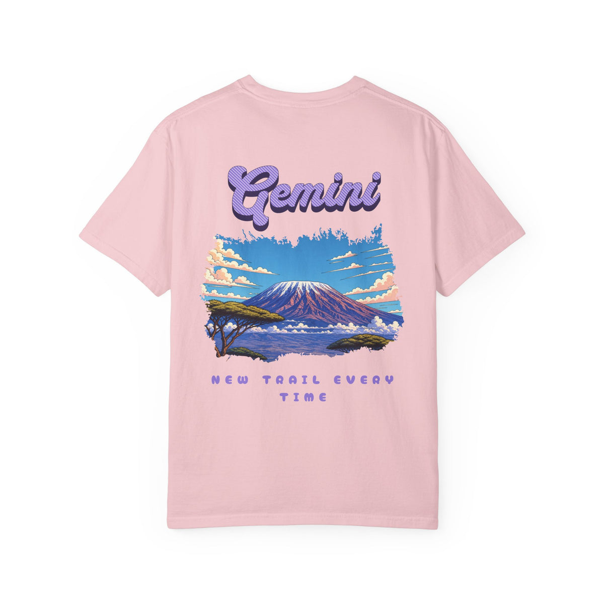 Gemini mountain landscape Back Design T-shirt | retro astrology graphic