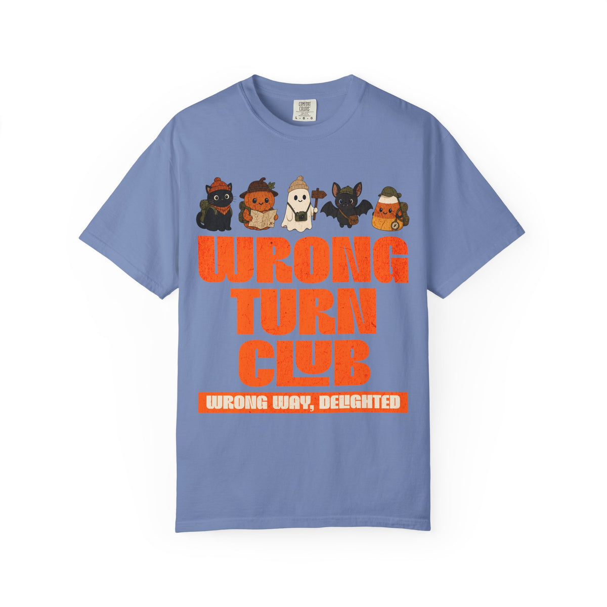 Wrong Turn Club T-shirt | Cute Halloween Monsters, Retro Orange Typography
