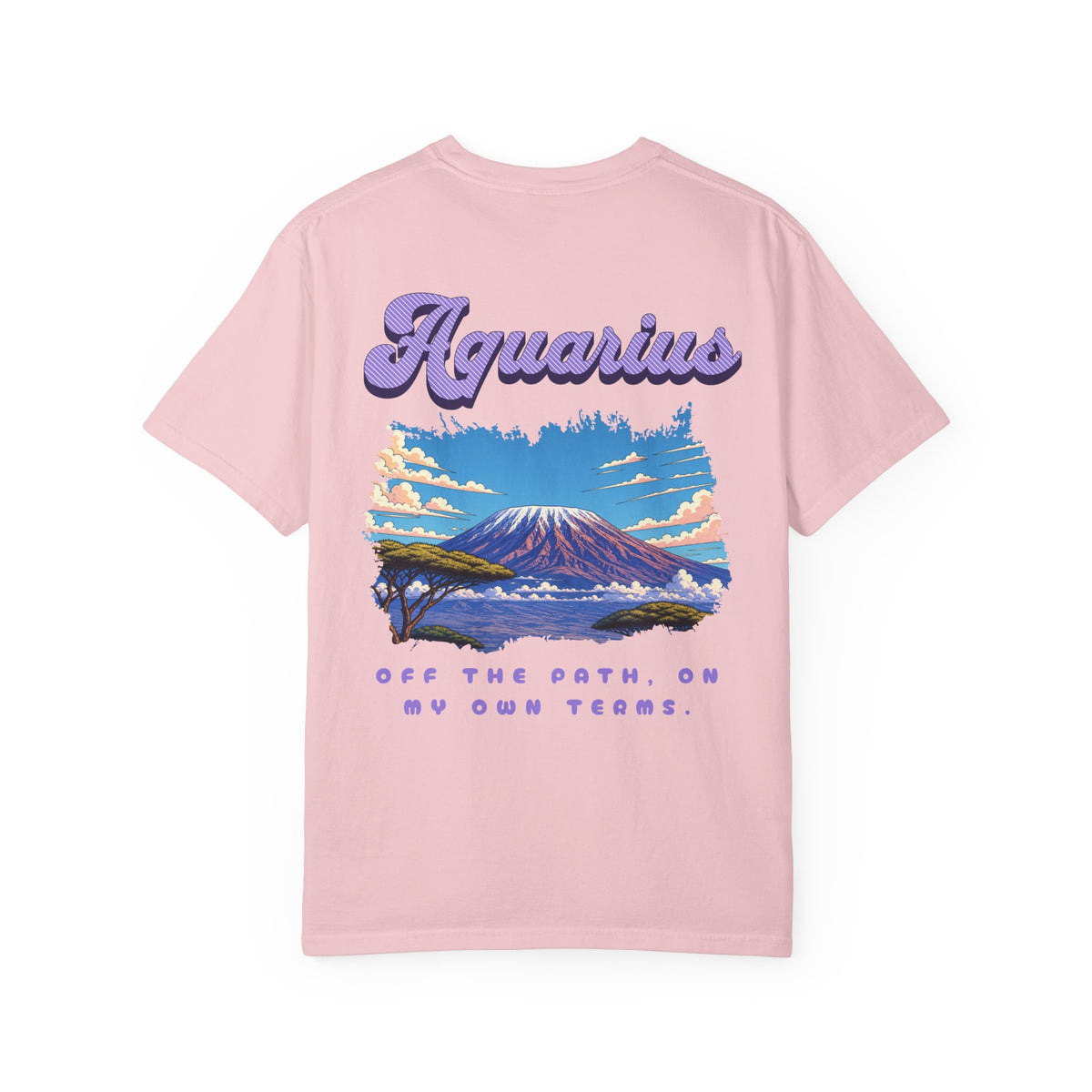 Aquarius Retro Mountain Landscape Back Design T-shirt | Zodiac Astrology Tee
