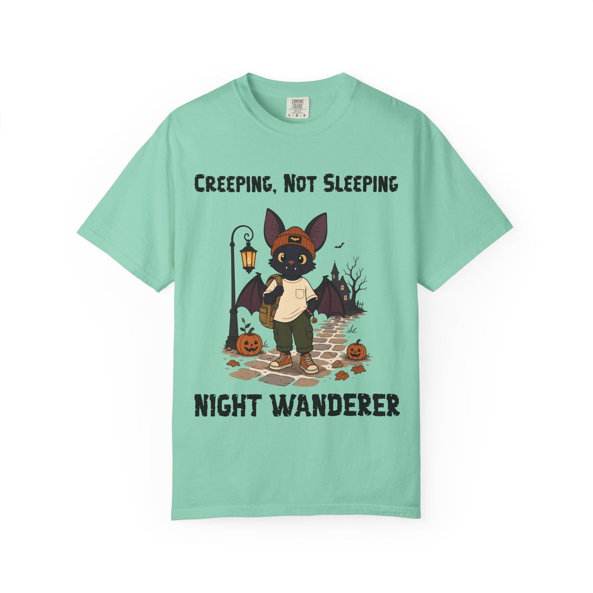Creeping Not Sleeping Halloween T-Shirt | Bat Illustration T-Shirt | Spooky season shirt | Night Wanderer Club