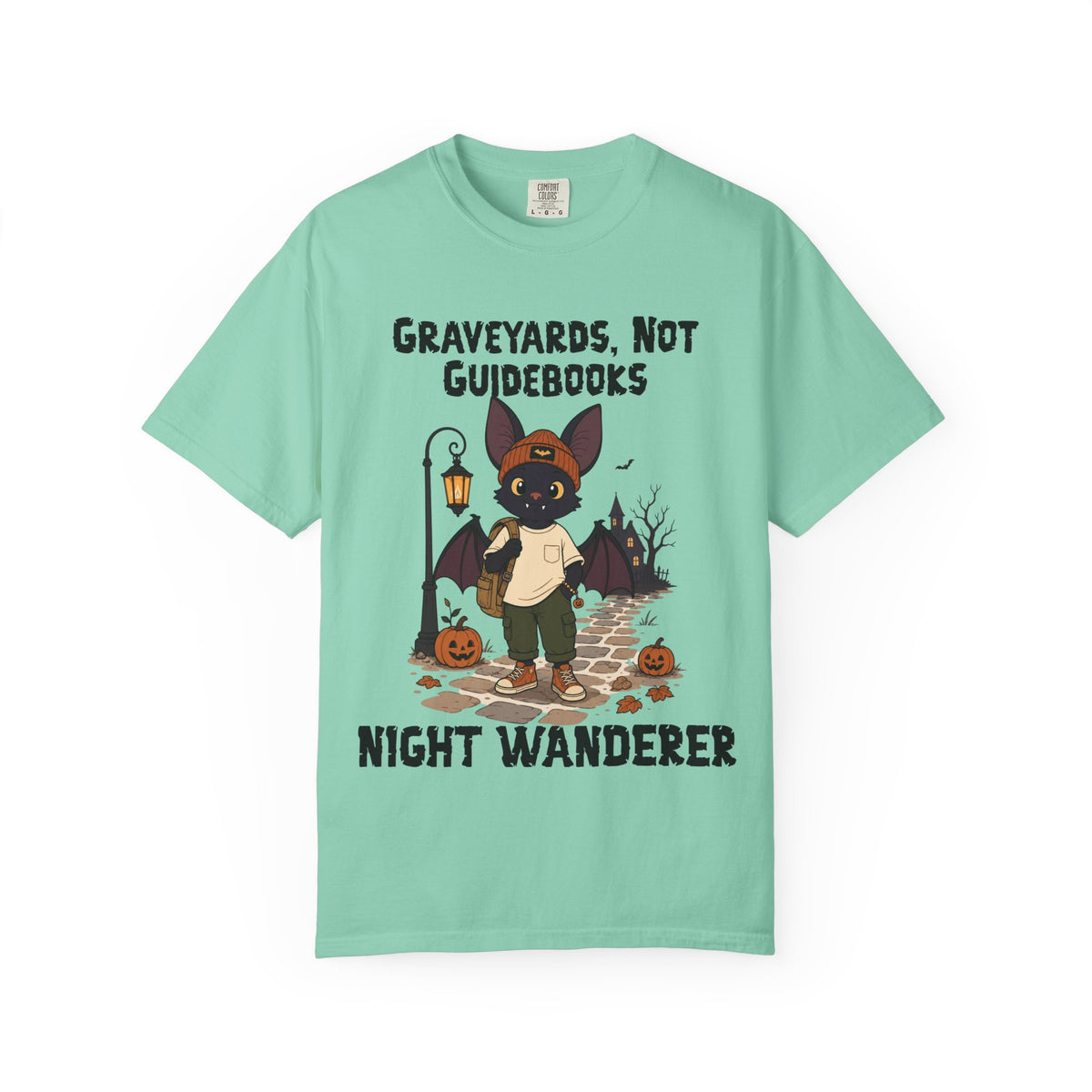 Comfort Color Graveyards Not Guidebooks Halloween T-Shirt | Bat Illustration T-Shirt | Spooky season shirt | Night Wanderer Club