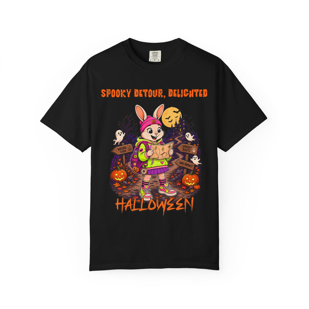 Bunny Trick-or-Treat Halloween T-Shirt | Spooky Detour Delighted Design