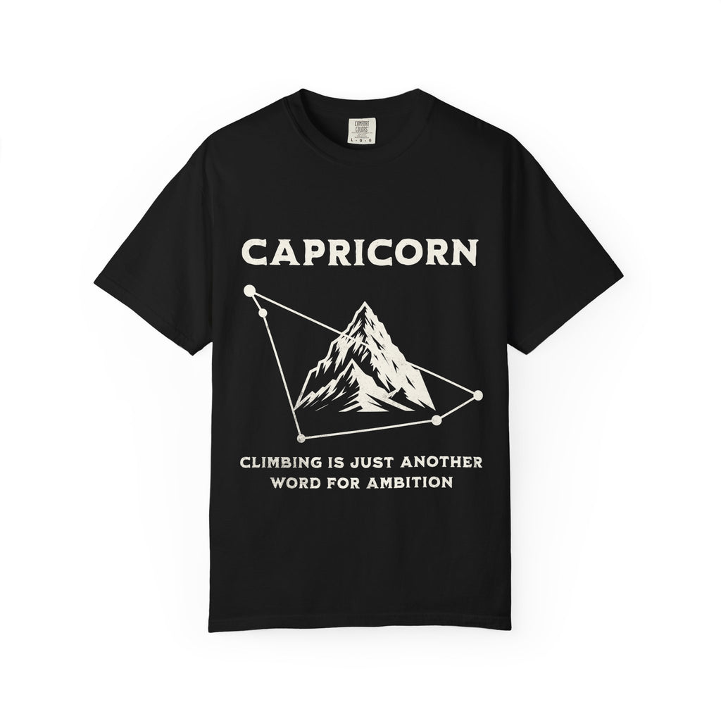 Capricorn mountain constellation T-Shirt | Zodiac astrology tee, climbing ambition design