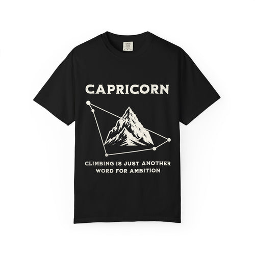 Capricorn mountain constellation T-Shirt | Zodiac astrology tee, climbing ambition design