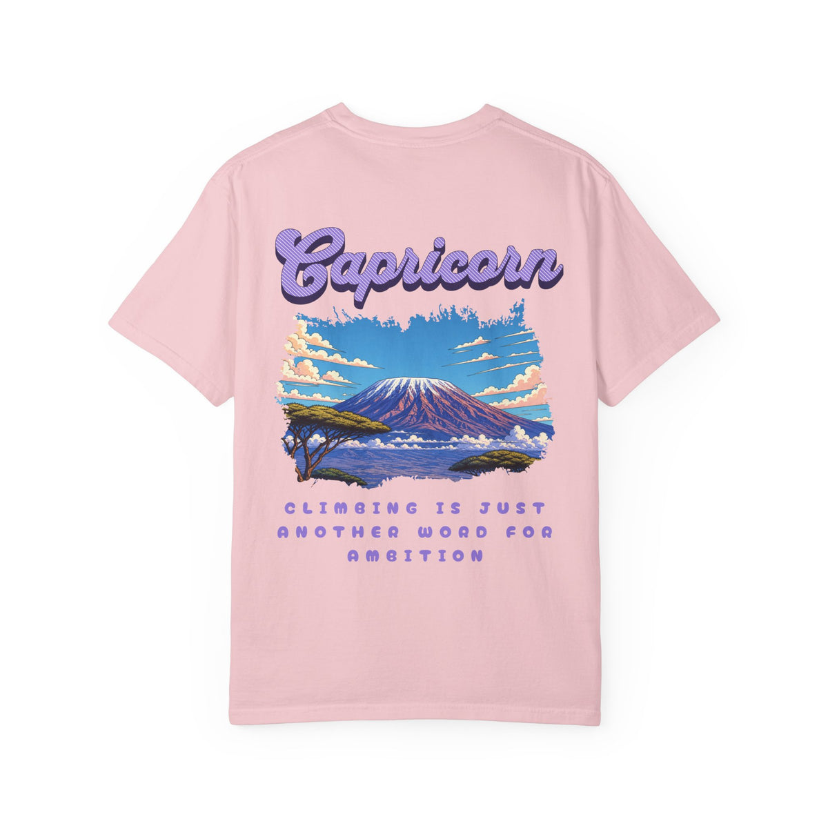 Capricorn Mountain Scene Back Design T-shirt | Zodiac Capricorn Shirt, Ambition Quote