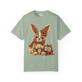 Faux Patchwork Fall Bunny Sweatshirt, Comfort Colors Autumn Thanksgiving Shirt, Women Crewneck Shirt, Pumpkin Sunflower Bunny Not Embroidery