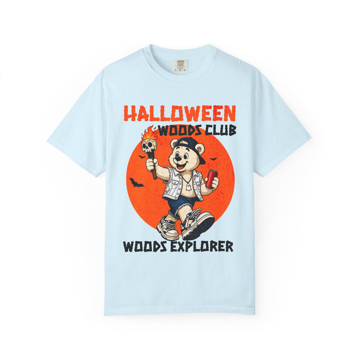 Halloween Woods Club Woods Explorer T-shirt | Retro Camper Bear Graphic