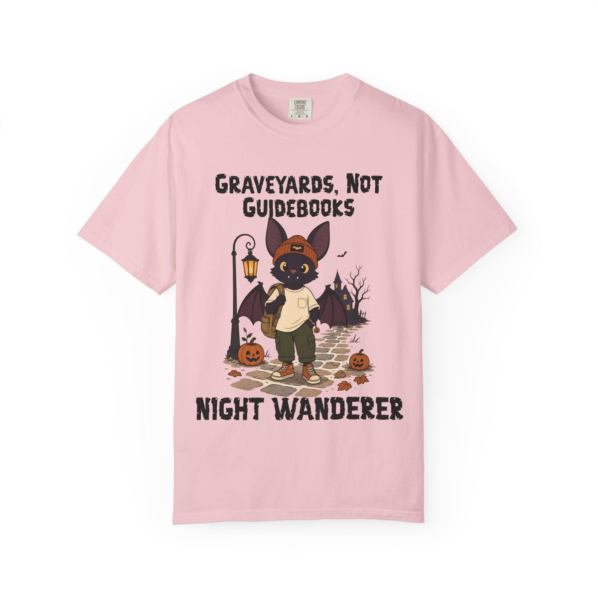 Comfort Color Graveyards Not Guidebooks Halloween T-Shirt | Bat Illustration T-Shirt | Spooky season shirt | Night Wanderer Club