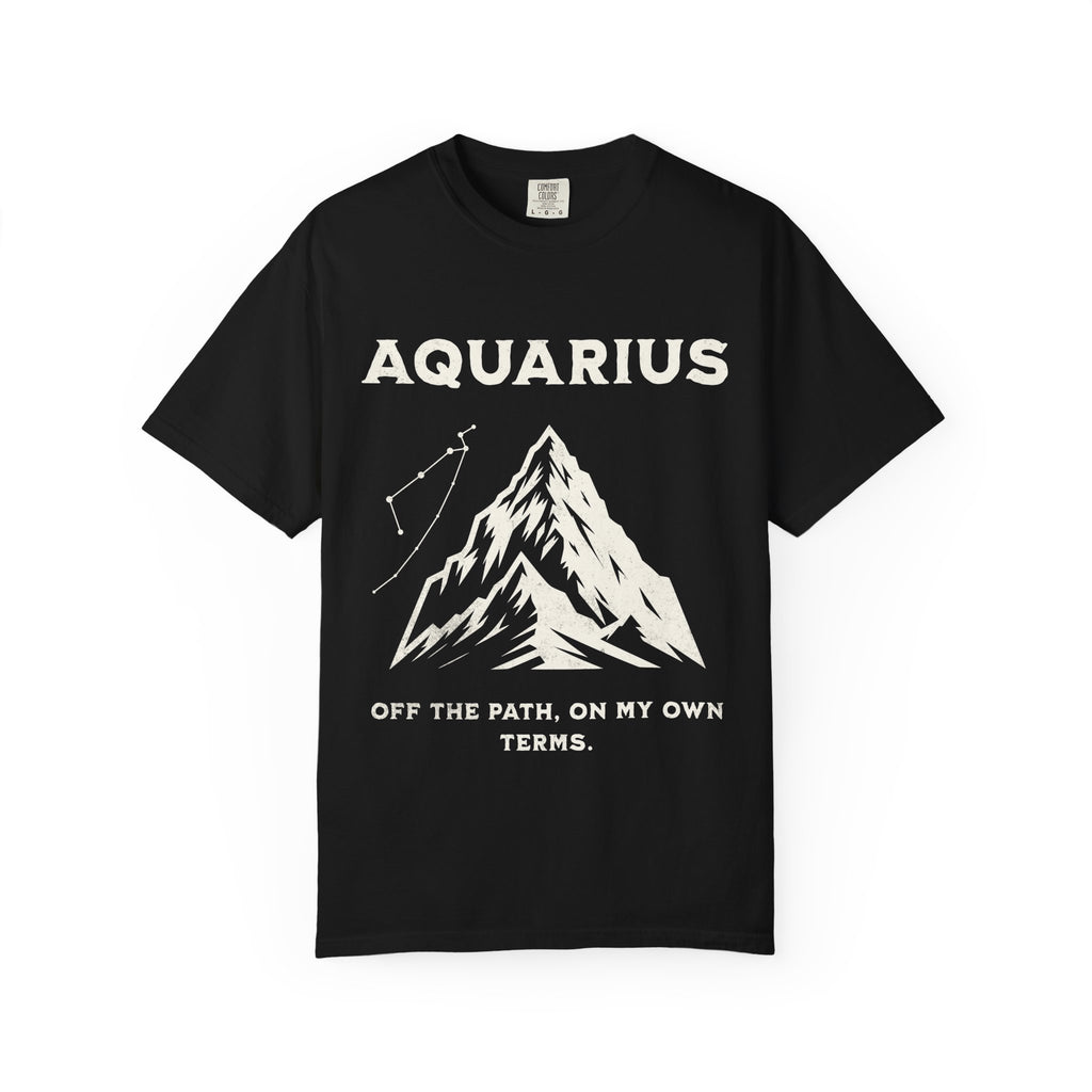 Aquarius Mountain Constellation T-shirt | Zodiac Tee, 'Off the Path' Quote