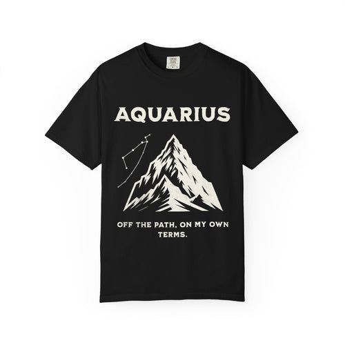 Aquarius Mountain Constellation T-shirt | Zodiac Tee, 'Off the Path' Quote