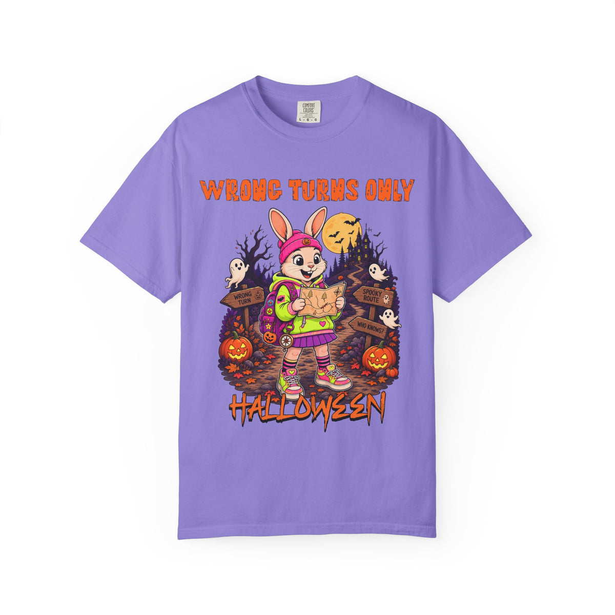 Wrong Turns Only Halloween Bunny T-Shirt | Cute Spooky Trick-or-Treat