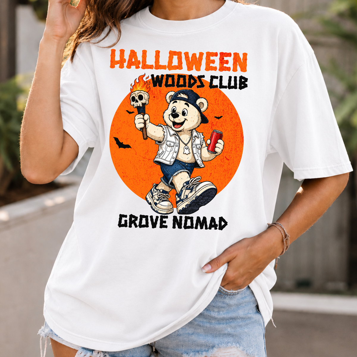 Halloween Woods Club Bear T-shirt | Grove Nomad Retro Halloween Tee