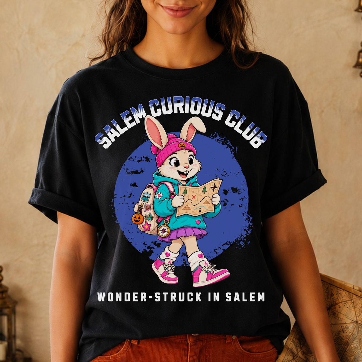 Salem Curious Club Bunny Map Tee | Wonder-Struck in Salem T-Shirt