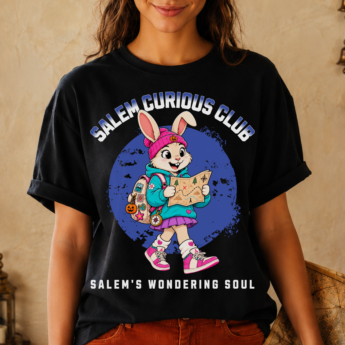 Salem Curious Club rabbit map tee | T-Shirt